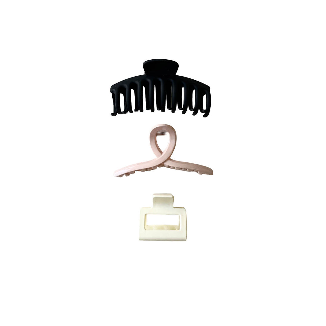 Claw Hair Clip Bundle | Strong Non-Slip for Women and Girls | Black, Pink, Cream