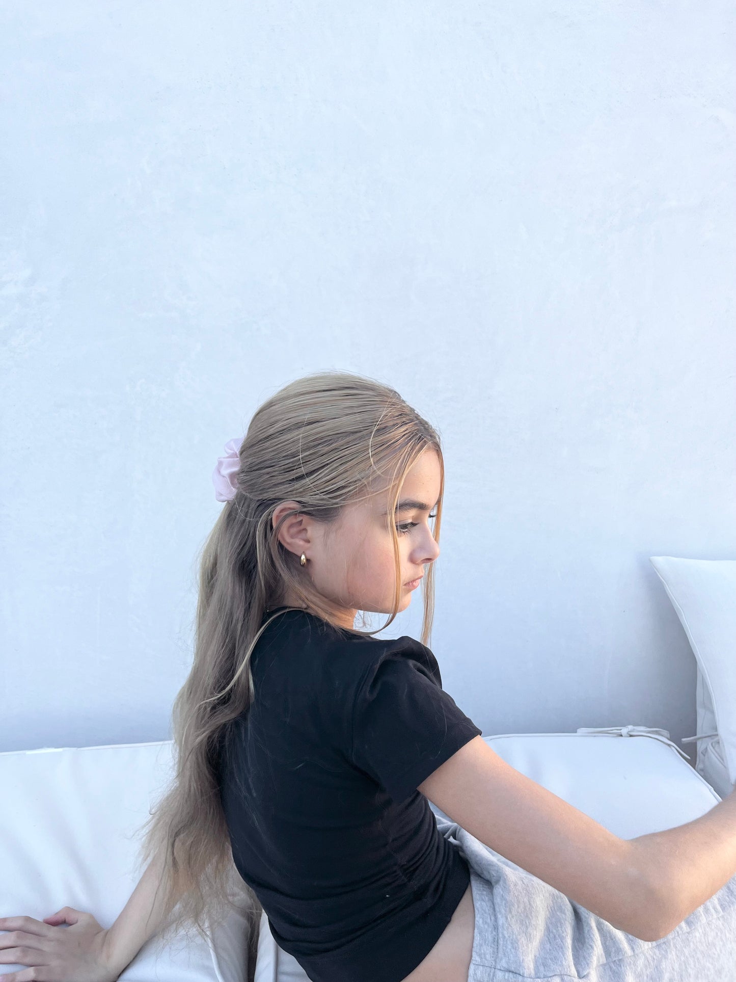 Vegan silk Scrunchies I orange peel silk I cruelty free l plastic free I soft | Made in USA | Blush