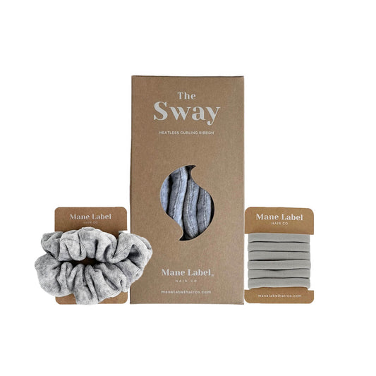 Travel Set | Sway Heatless Curling Ribbon | FREE Travel Pouch I + 6 Hair Ties | Fog