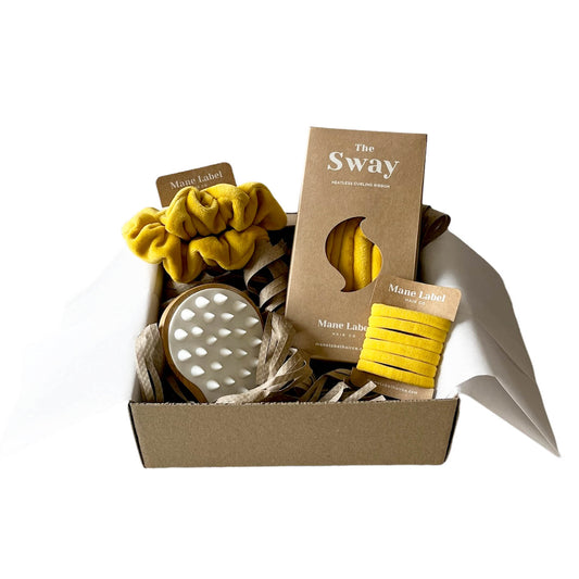 Self Care Hair Bundle | The Sway + Scalp massager + 2 scrunchies + 6 elastics | Made in USA | Cotton velour | Curls | Beachy waves | Dijon