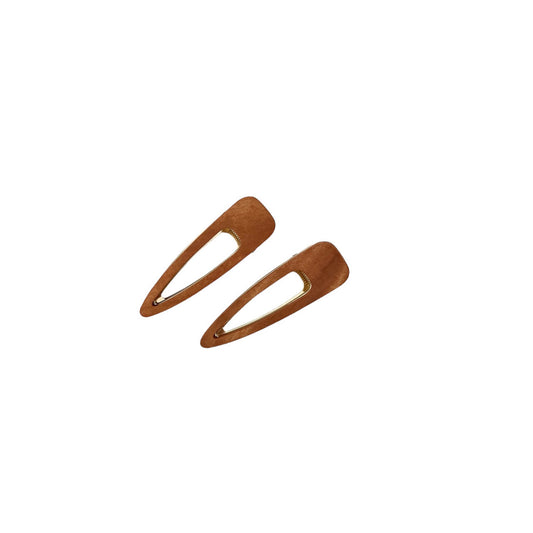 Wood and metal Plastic FREE hair clip | Brown