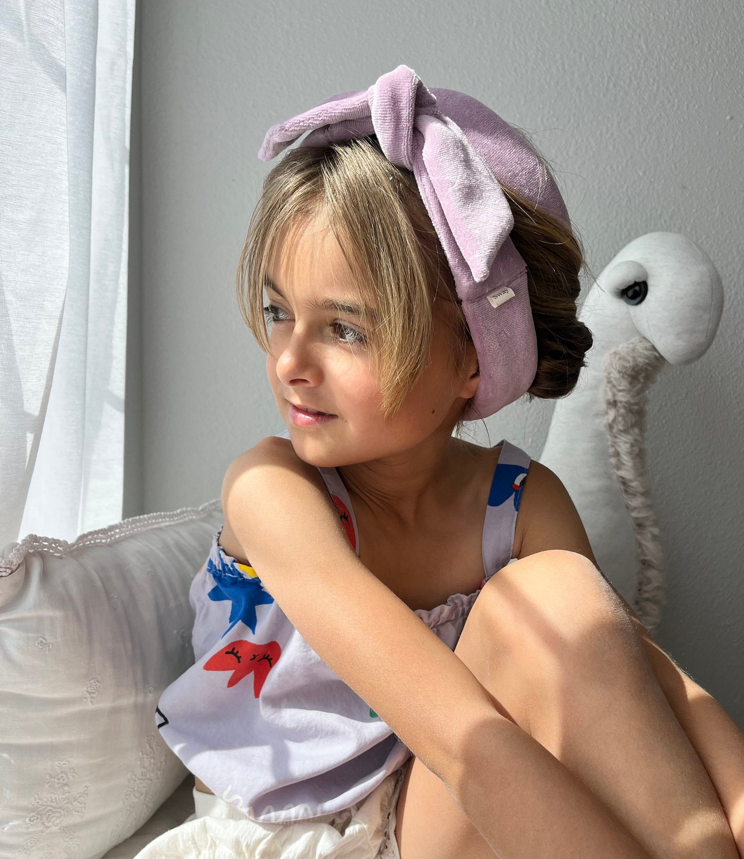 The Sway / Kids / Heatless curling ribbon / Made in USA / Cotton velour / Lilac / Curls / Beachy waves / Beach hair