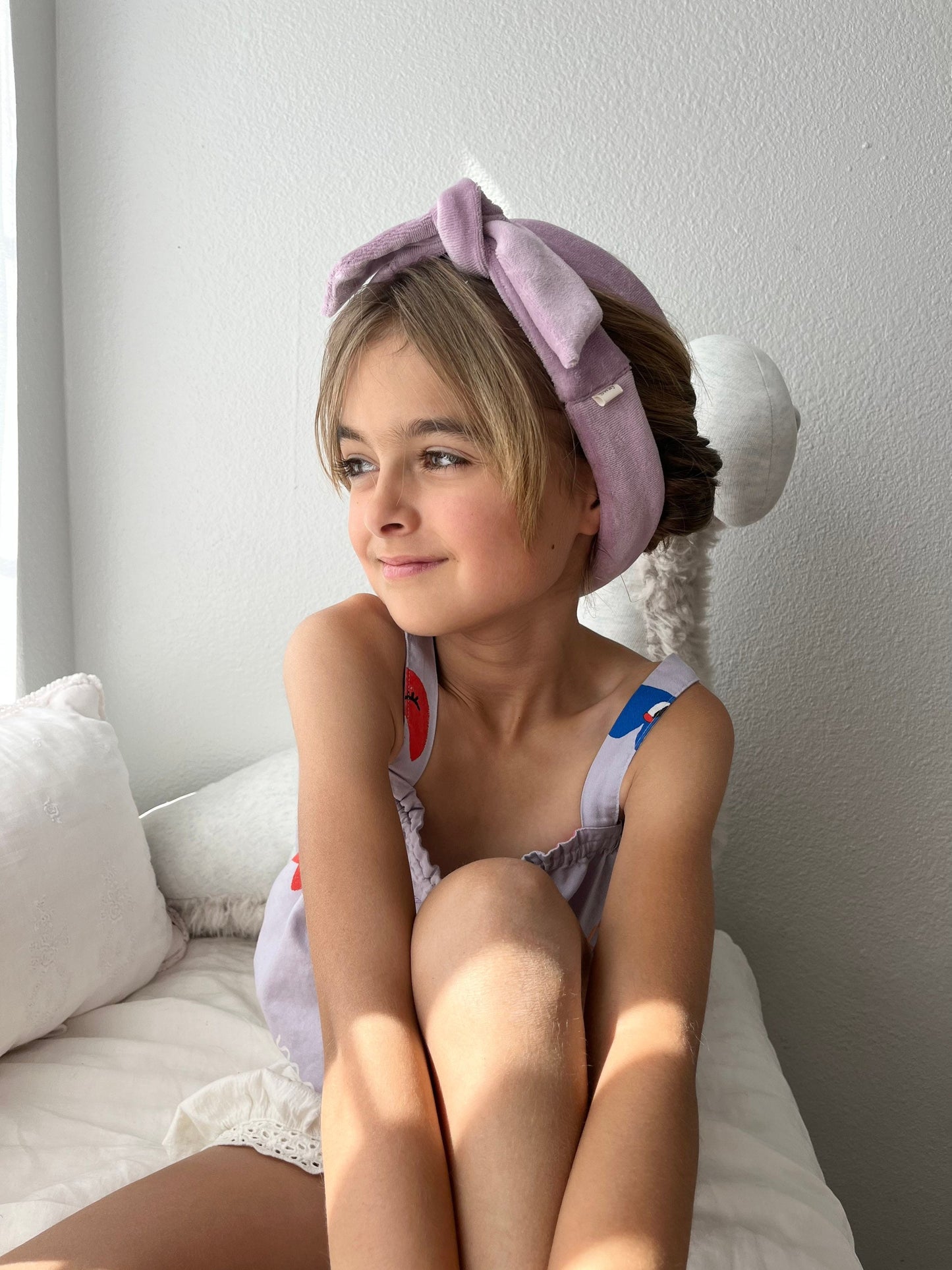 The Sway / Kids / Heatless curling ribbon / Made in USA / Cotton velour / Lilac / Curls / Beachy waves / Beach hair