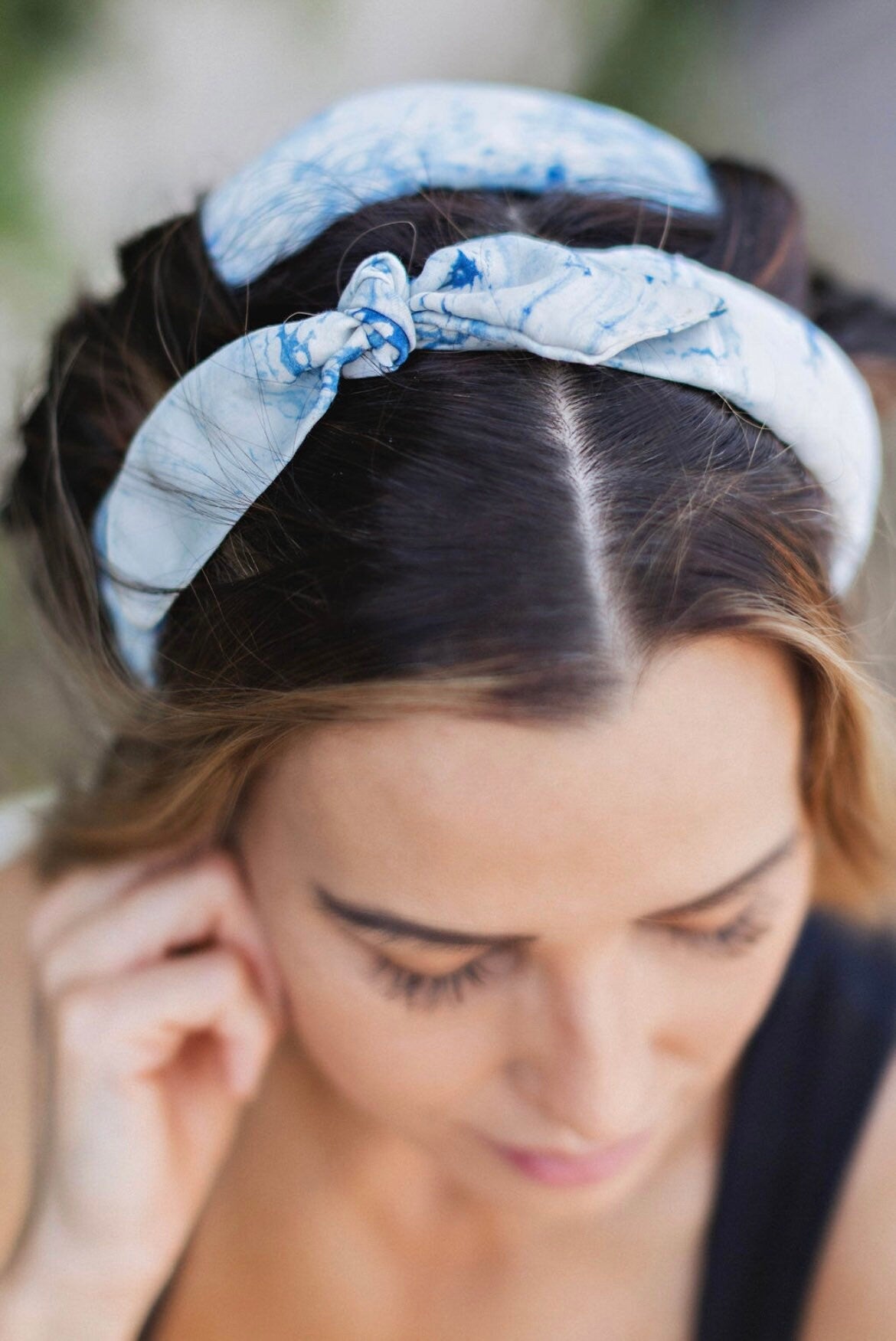 Sway / Heatless curling ribbon / Made in USA / Indigo / Peace silk / Tie Dye Silk / Curls / Beachy waves / Beach hair