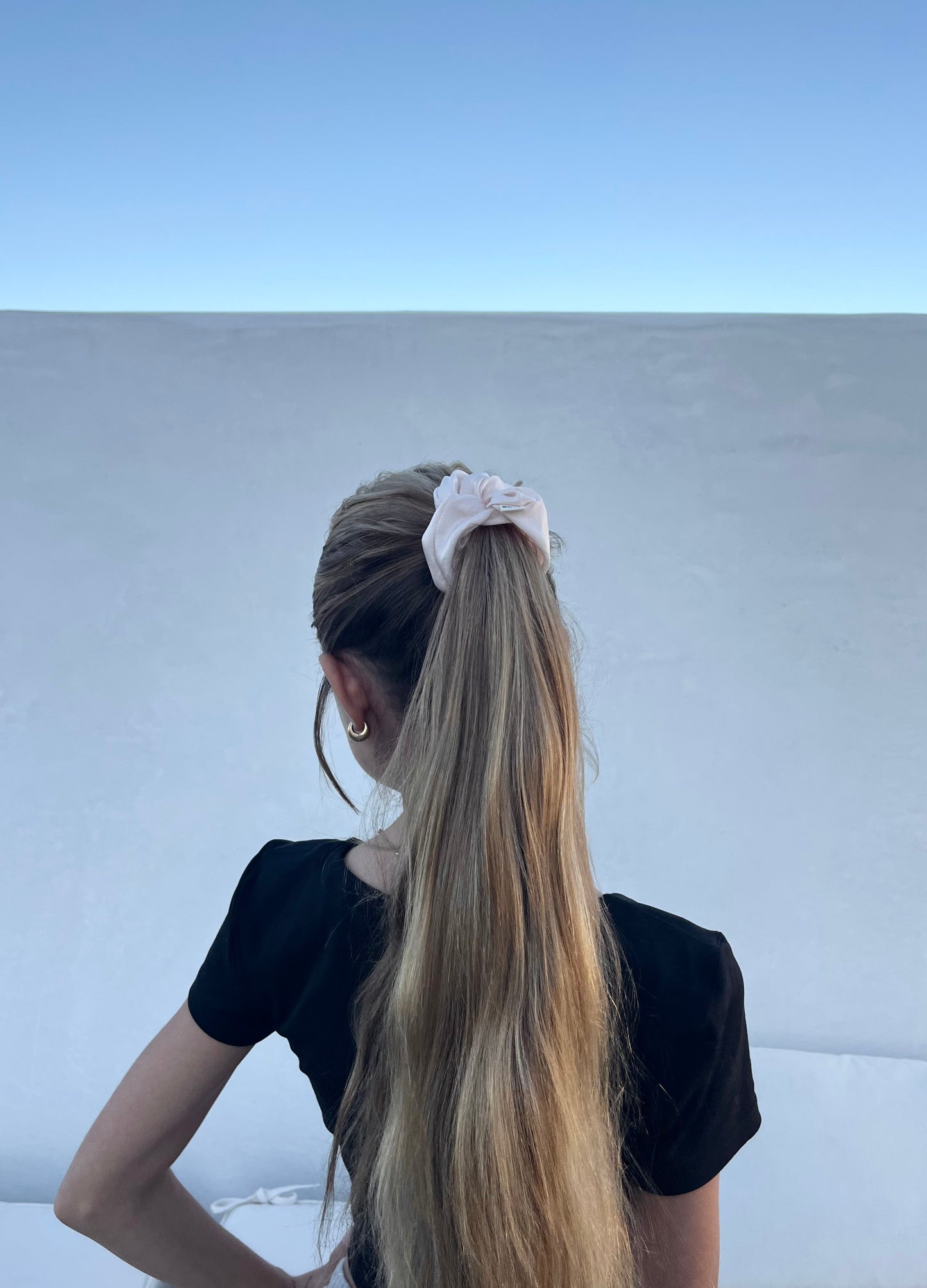 Vegan silk Scrunchies I orange peel silk I cruelty free l plastic free I soft | Made in USA | Nude