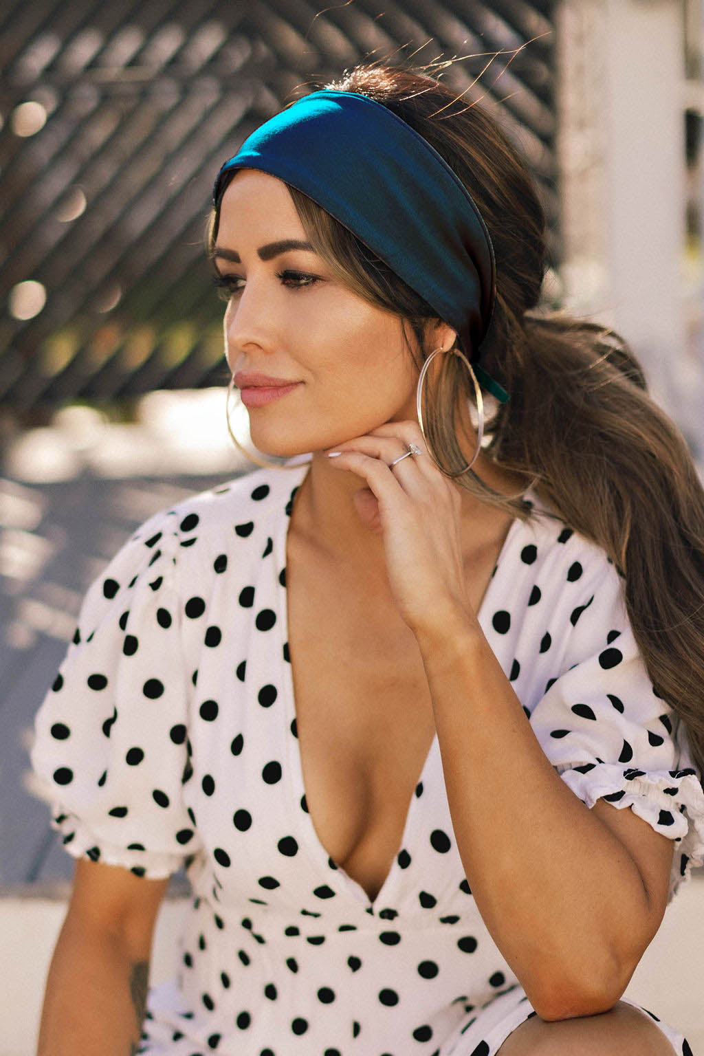 Organic Cotton and Tencel Hair Band | Made in USA | Tie headband | Moroccan blue
