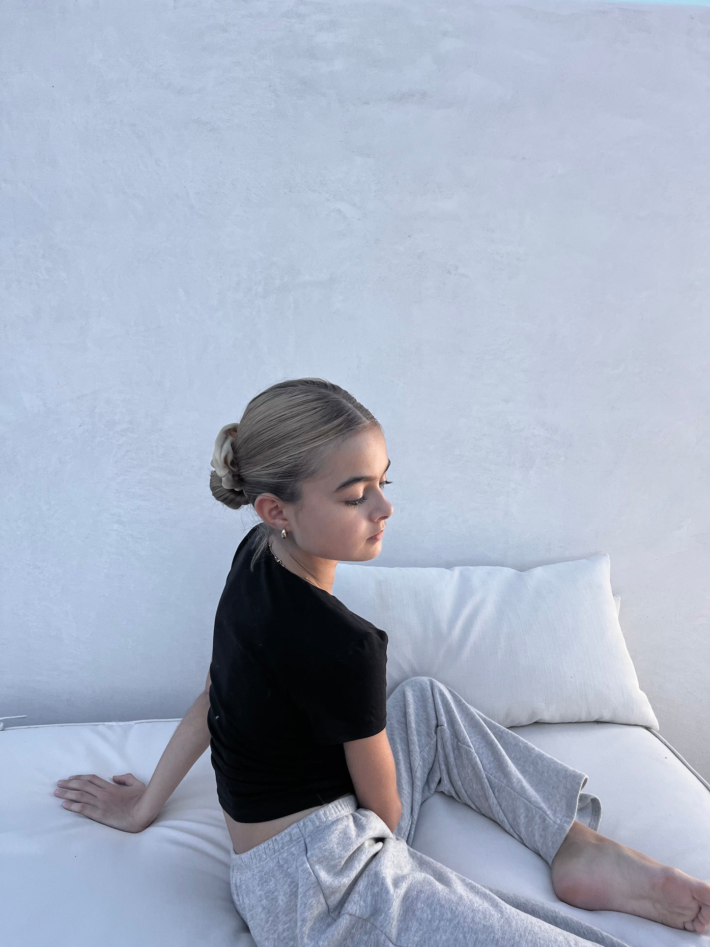 Vegan silk Scrunchies I orange peel silk I cruelty free l plastic free I soft | Made in USA | Latte