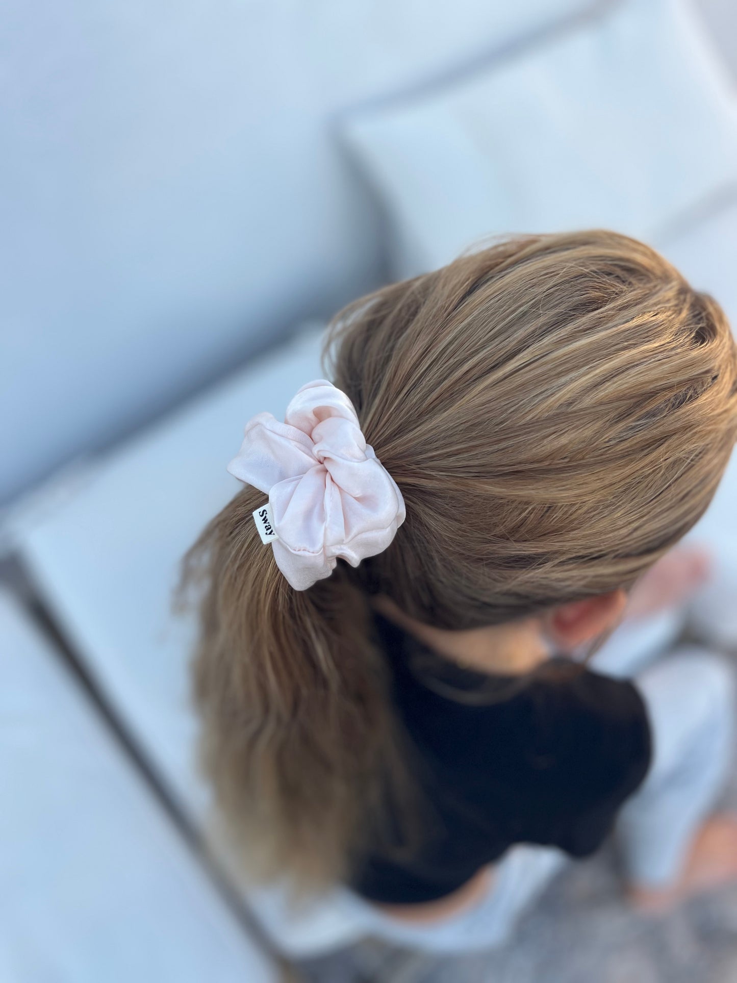 Vegan silk Scrunchies I orange peel silk I cruelty free l plastic free I soft | Made in USA | Nude