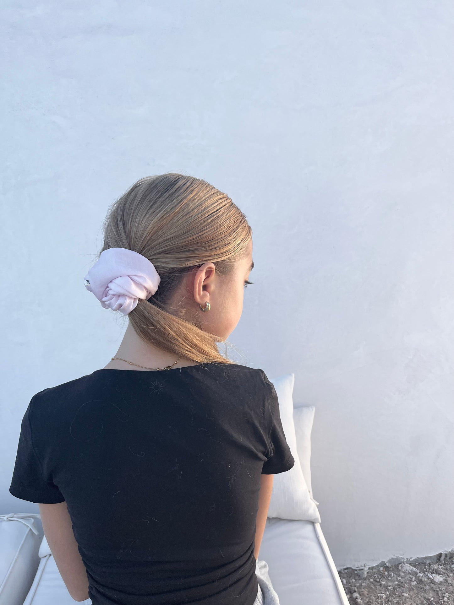 Vegan silk Scrunchies I orange peel silk I cruelty free l plastic free I soft | Made in USA | Lavender