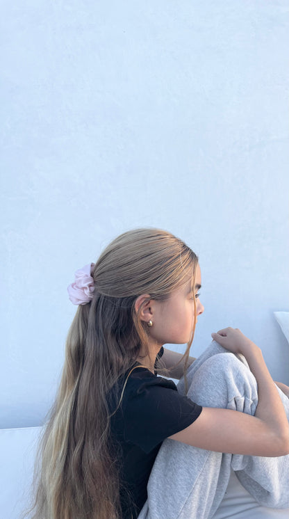 Vegan silk Scrunchies I orange peel silk I cruelty free l plastic free I soft | Made in USA | Blush
