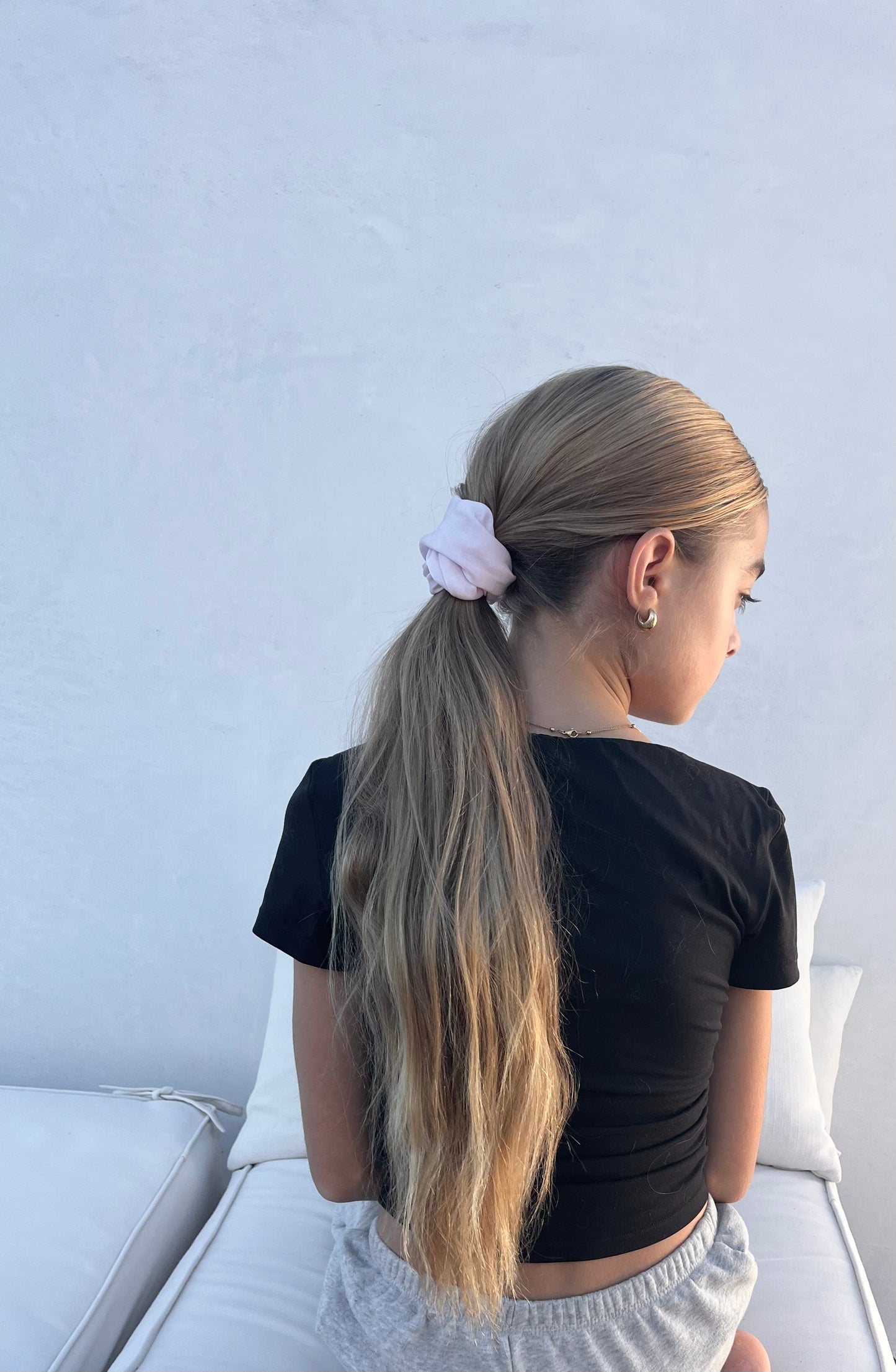 Vegan silk Scrunchies I orange peel silk I cruelty free l plastic free I soft | Made in USA | Lavender