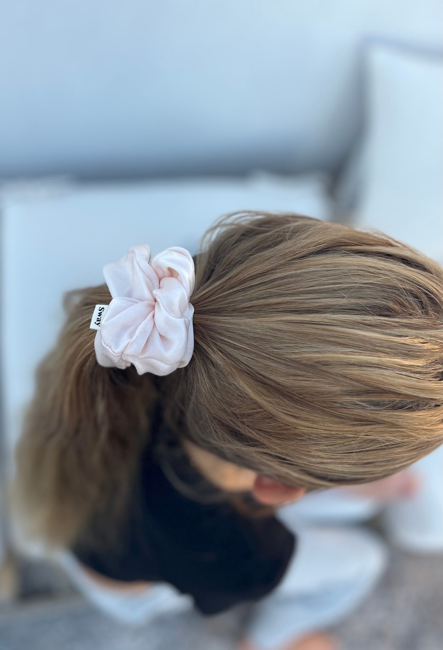 Vegan silk Scrunchies I orange peel silk I cruelty free l plastic free I soft | Made in USA | Nude