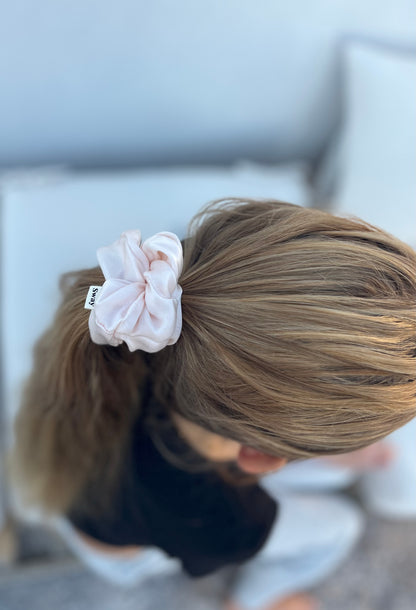 Vegan silk Scrunchies I orange peel silk I cruelty free l plastic free I soft | Made in USA | Nude