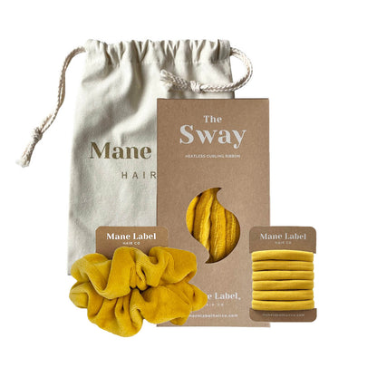 Travel Set | Sway Heatless Curling Ribbon I FREE Travel Pouch | Scrunchies + 6 Hair Ties | Dijon