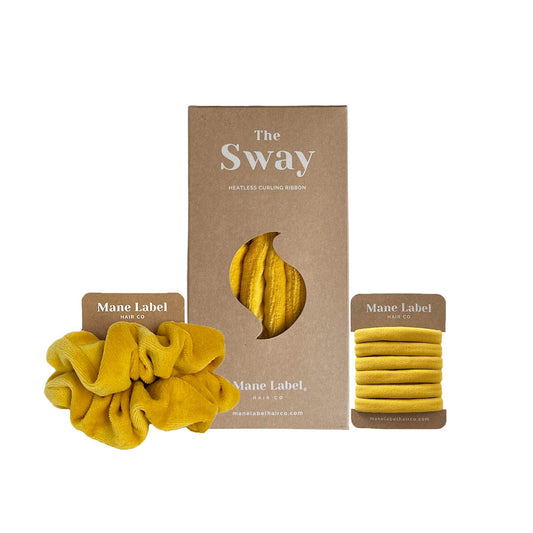 Travel Set | Sway Heatless Curling Ribbon I FREE Travel Pouch | Scrunchies + 6 Hair Ties | Dijon