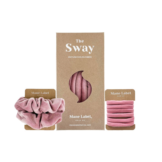 Travel Set | Sway Heatless Curling Ribbon | FREE Travel Pouch I + 6 Hair Ties | Dusty Rose
