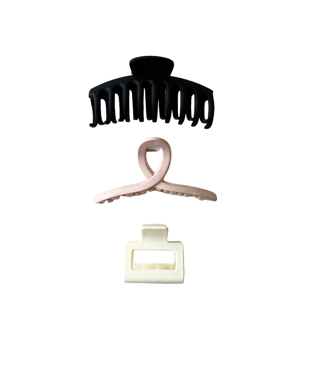 Claw Hair Clip Bundle | Strong Non-Slip for Women and Girls | Black, Pink, Cream