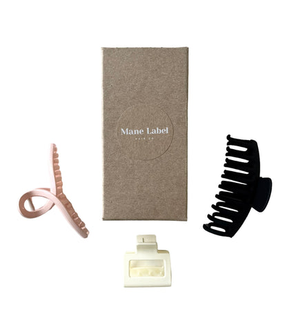 Claw Hair Clip Bundle | Strong Non-Slip for Women and Girls | Black, Pink, Cream