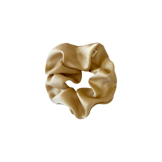 Vegan silk Scrunchies I orange peel silk I cruelty free l plastic free I soft | Made in USA | Latte