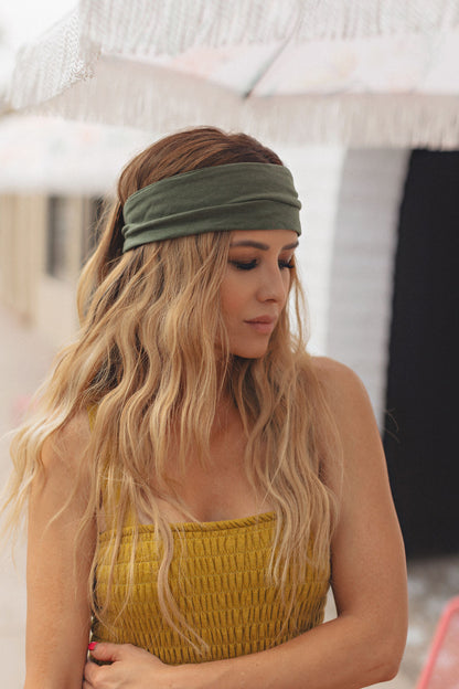 Organic Cotton | Tencel Hair Band | Made in USA | Tie headband | Olive green