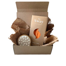 Load image into Gallery viewer, Mini Set | The Sway + Scalp massager | Bamboo | Heatless curling ribbon | Made in USA | Cotton velour | Tangerine
