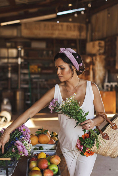 The Sway / Heatless curling ribbon / Made in USA / Cotton velour / Lilac / Curls / Beachy waves / Beach hair