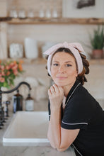 Load image into Gallery viewer, Bundle/ The Sway / Scrunchies / Hair Tie / Heatless curling ribbon / Made in USA / Cotton velour / Ballet pink  / Curls / Beachy waves
