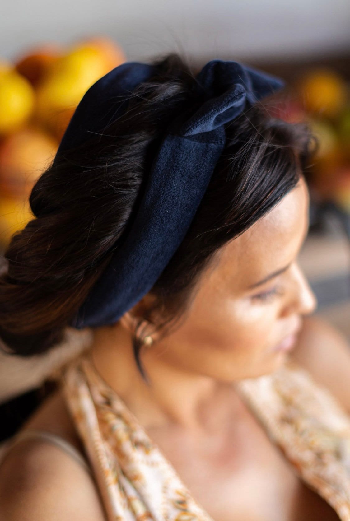 Set / The Sway / Scalp massager / Bamboo/ Heatless curling ribbon / Made in USA / Cotton velour / Midnight Blue / Curls / Beachy waves