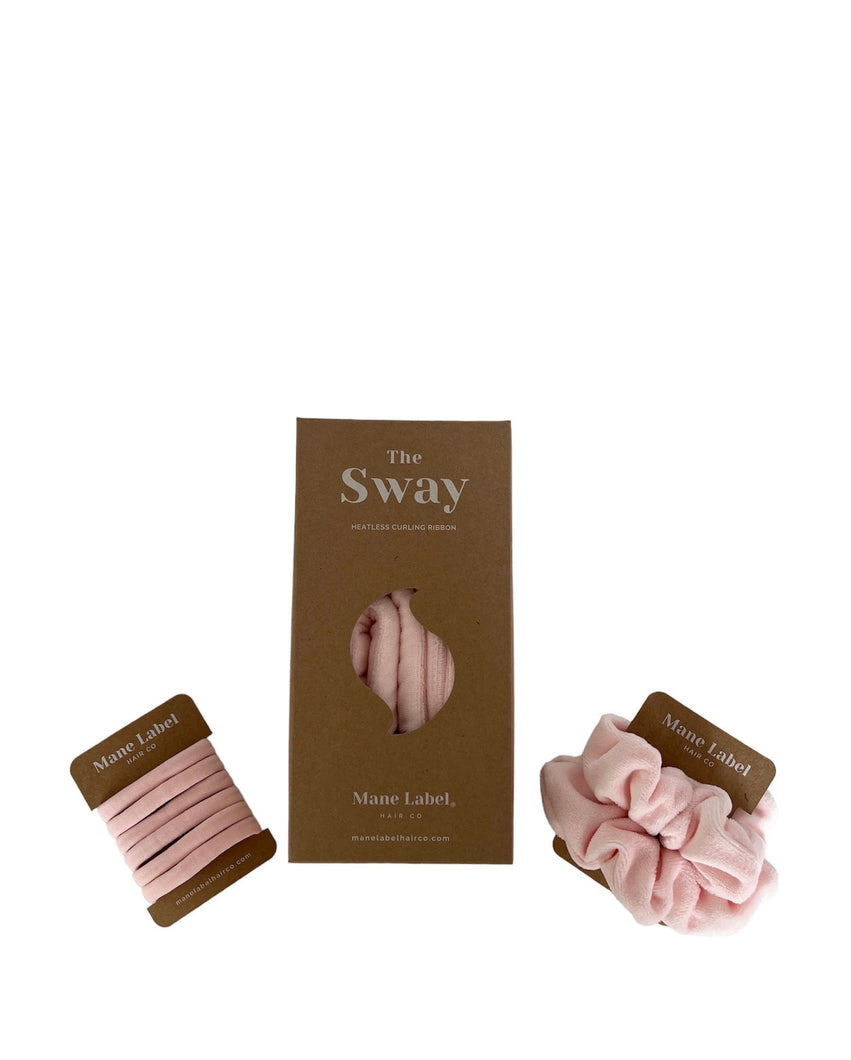 Bundle/ The Sway / Scrunchies / Hair Tie / Heatless curling ribbon / Made in USA / Cotton velour / Ballet pink  / Curls / Beachy waves
