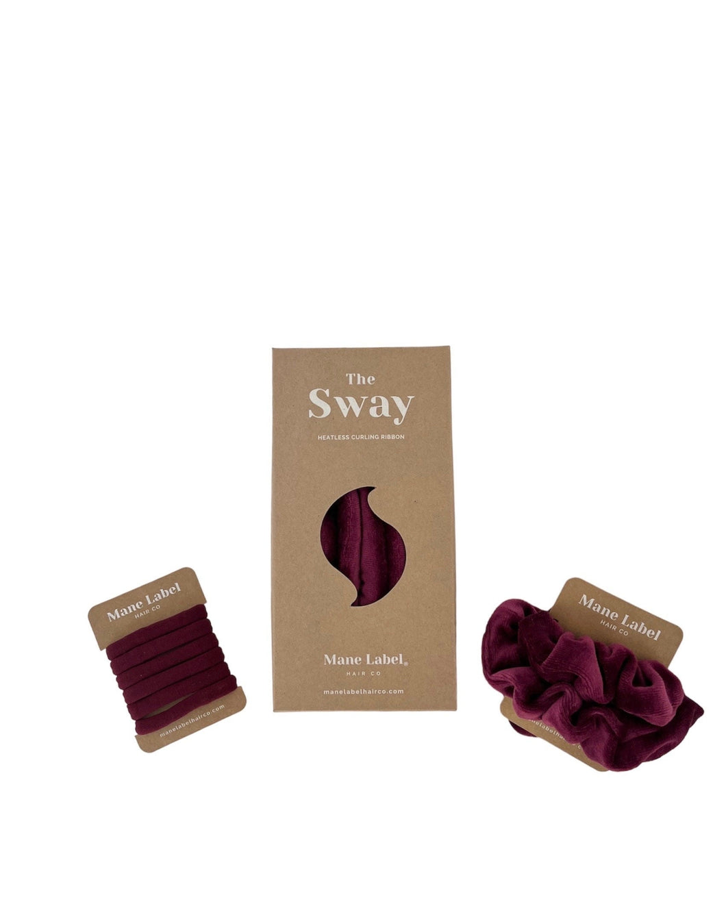 Bundle/ The Sway / Scrunchies / Hair Tie / Heatless curling ribbon / Made in USA / Cotton velour / Plum  / Curls / Beachy waves