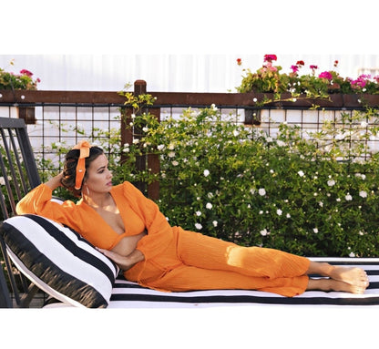 Sway / Heatless curling ribbon / Made in USA / Cotton velour / Tangarine  / Curls / Beachy waves / Beach hair