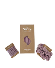 Load image into Gallery viewer, Bundle/ The Sway / Scrunchies / Hair Tie / Heatless curling ribbon / Made in USA / Cotton velour / Lilac  / Curls / Beachy waves
