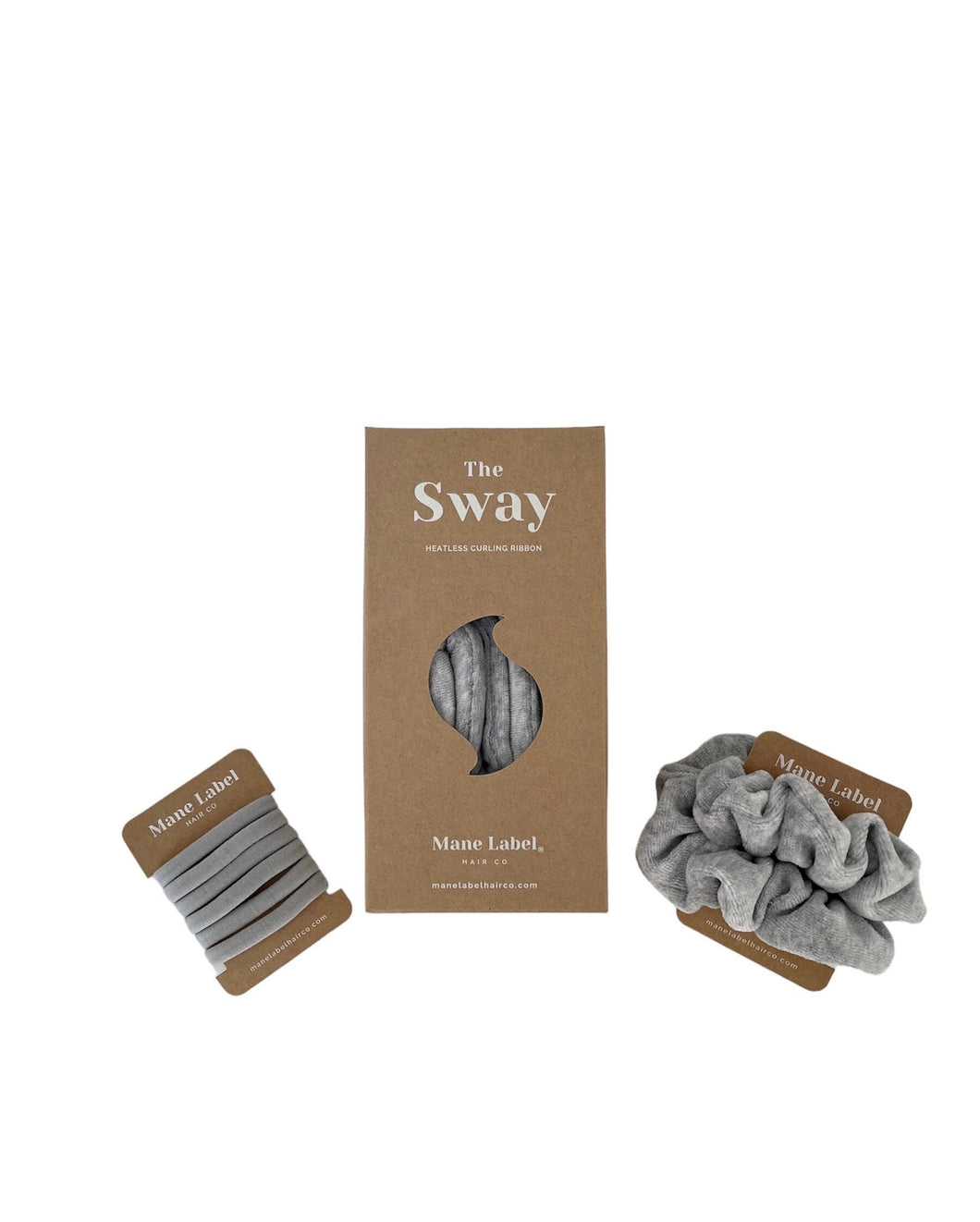 Bundle/ The Sway / Scrunchies / Hair Tie / Heatless curling ribbon / Made in USA / Cotton velour / Fog / Curls / Beachy waves
