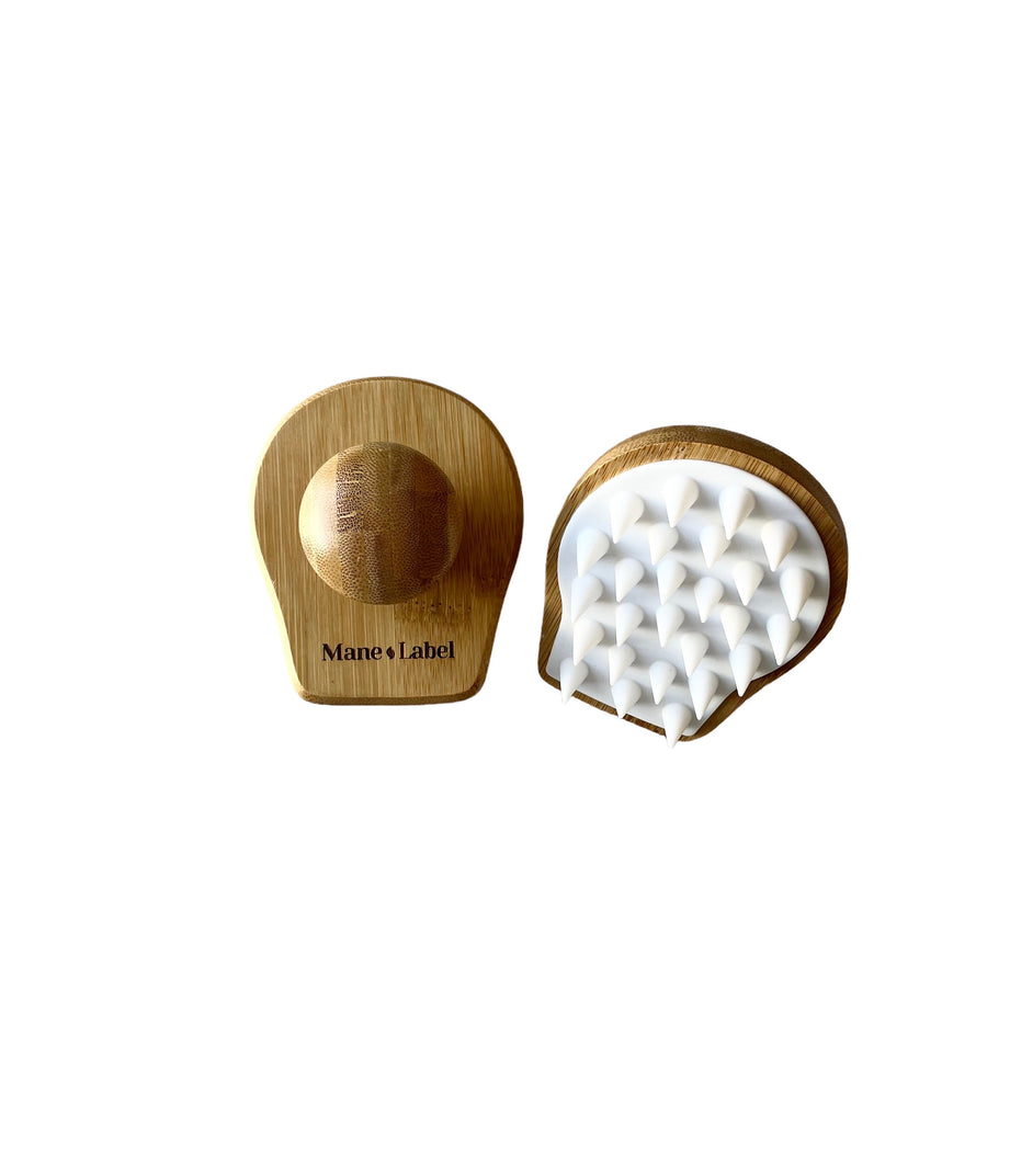 Wooden Wet and Dry Hair Shampoo Brush Scalp Massage Brush with Soft Silicone Brush Head Massage