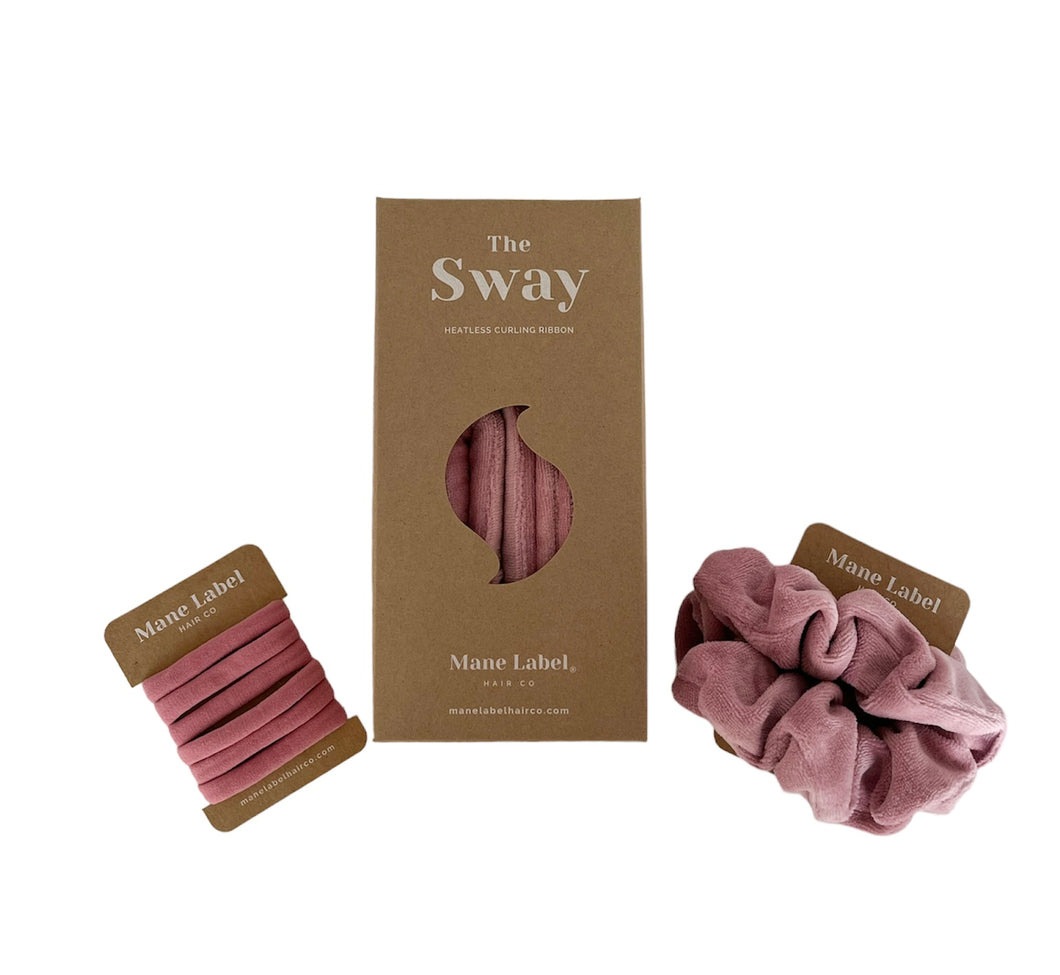 Heatless Curl Set: Sway Heatless Curling Ribbon, Scrunchies, & Hair Ties | Dusty Rose
